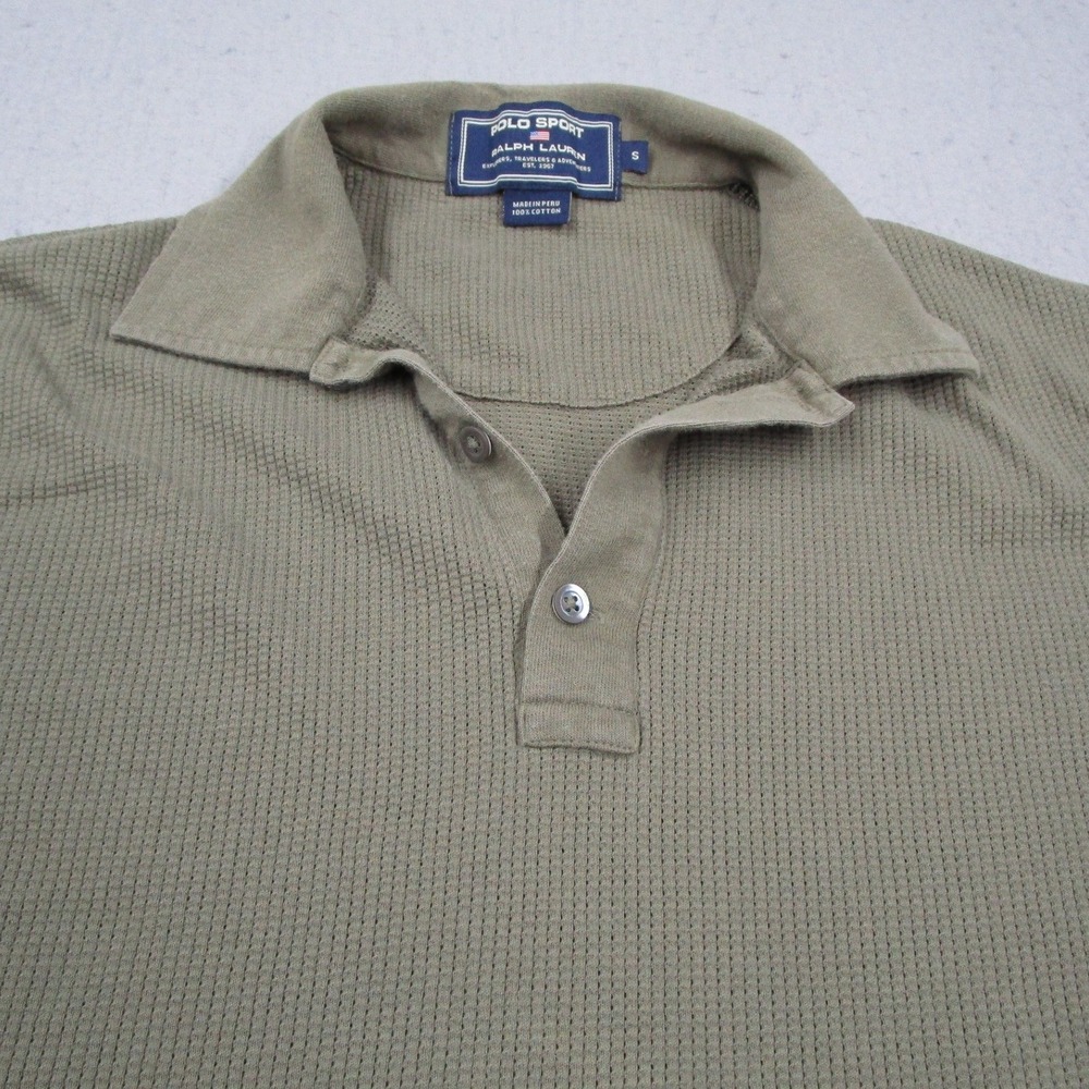 Polo Sport Ralph Lauren Mens Small Green Waffle Knit Short Sleeve Polo Shirt Y2K - Picture 2 of 8